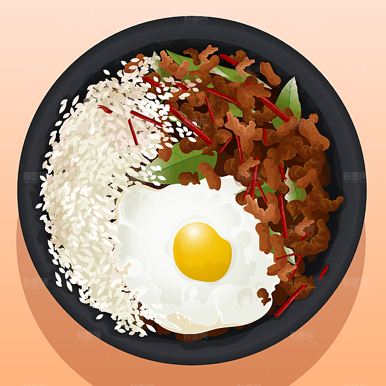 食物料理矢量插图