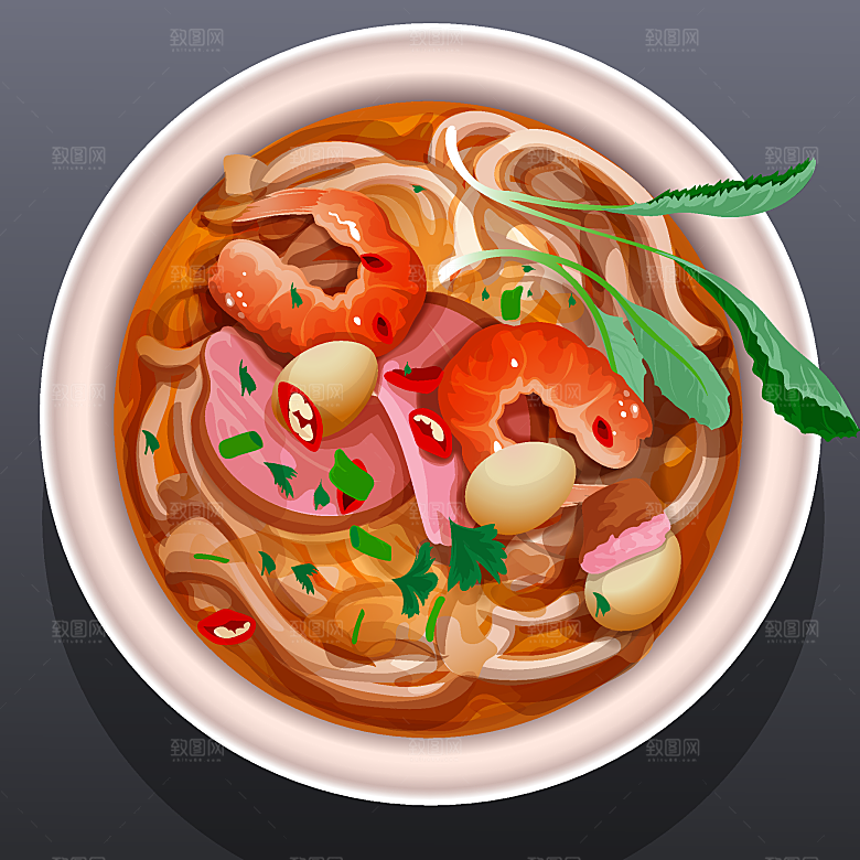 食物料理矢量插图