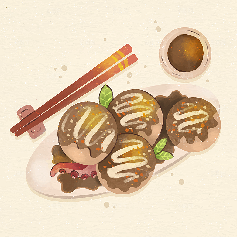 食物料理矢量插图
