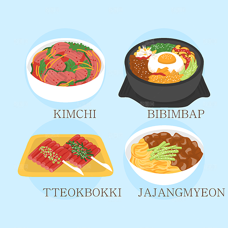 食物料理矢量插图
