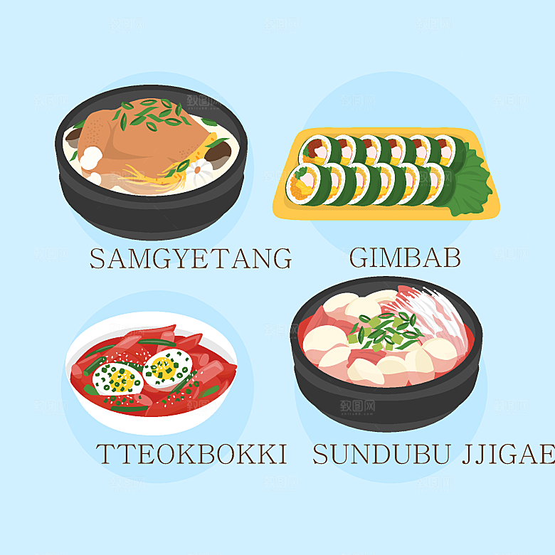 食物料理矢量插图