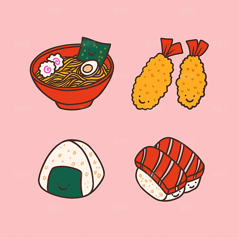 食物料理矢量插图