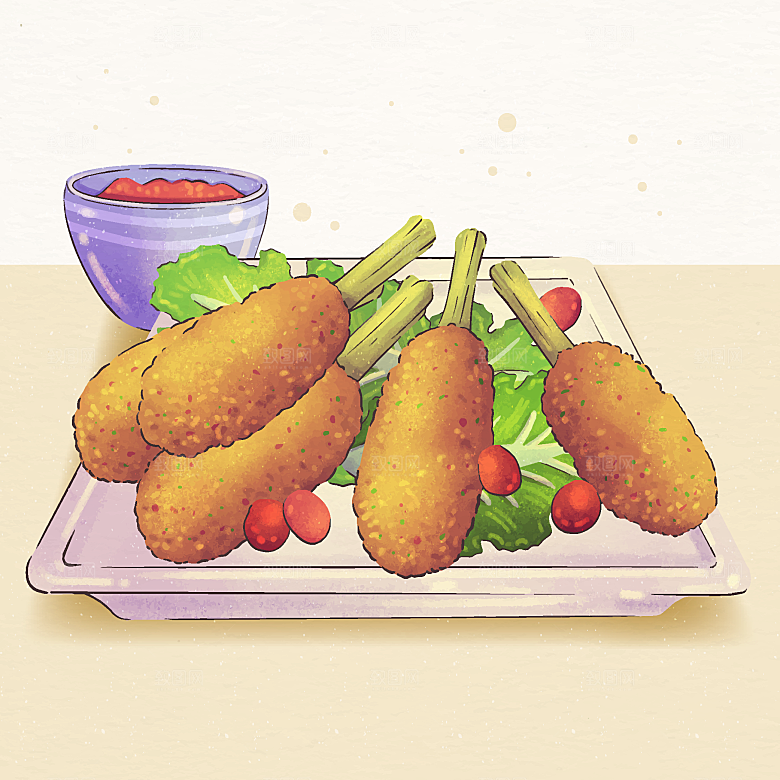 食物料理矢量插图