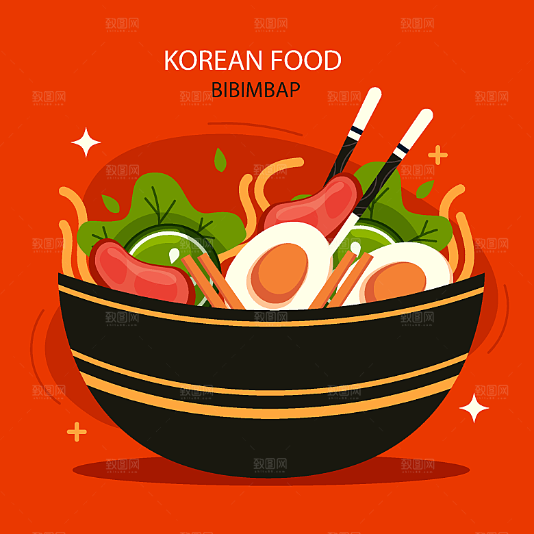 食物料理矢量插图