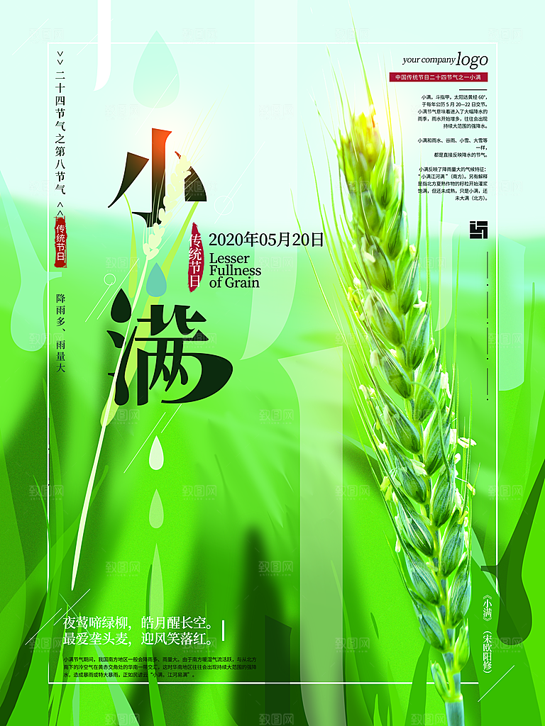 传统节气小满宣传海报