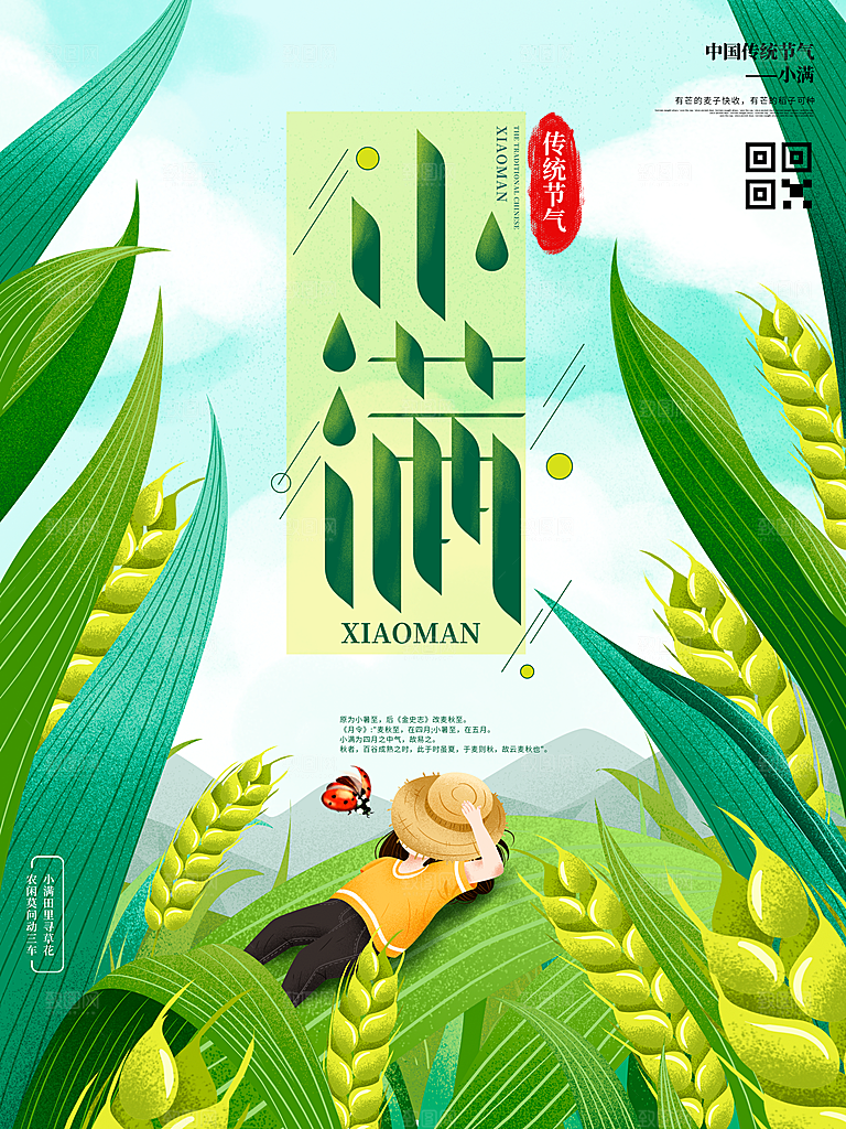 传统节气小满宣传海报