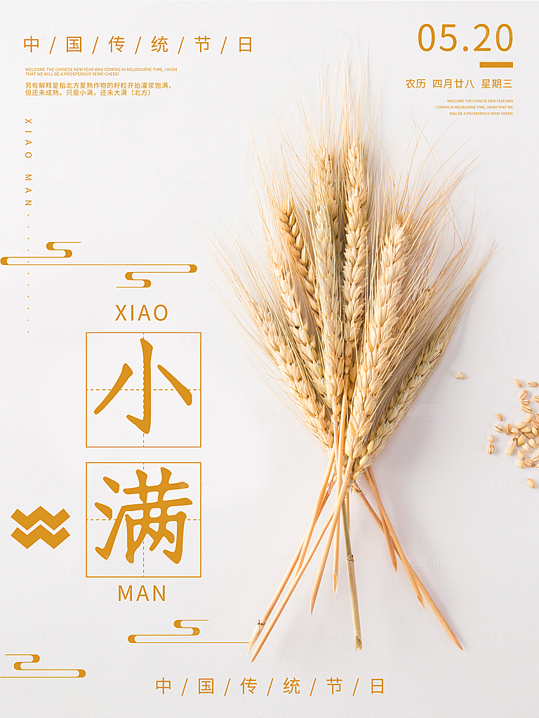 传统节气小满宣传海报