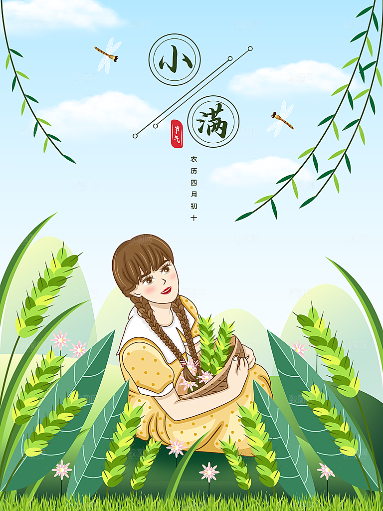 传统节气小满宣传海报
