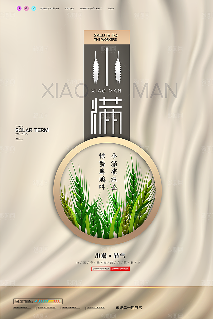 传统节气小满宣传海报