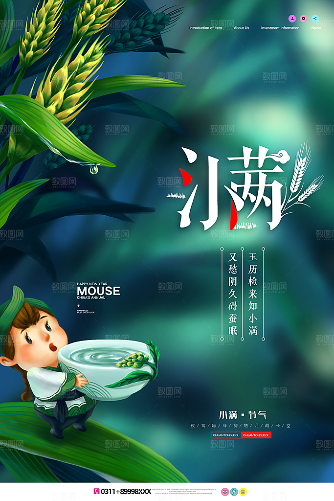 传统节气小满宣传海报