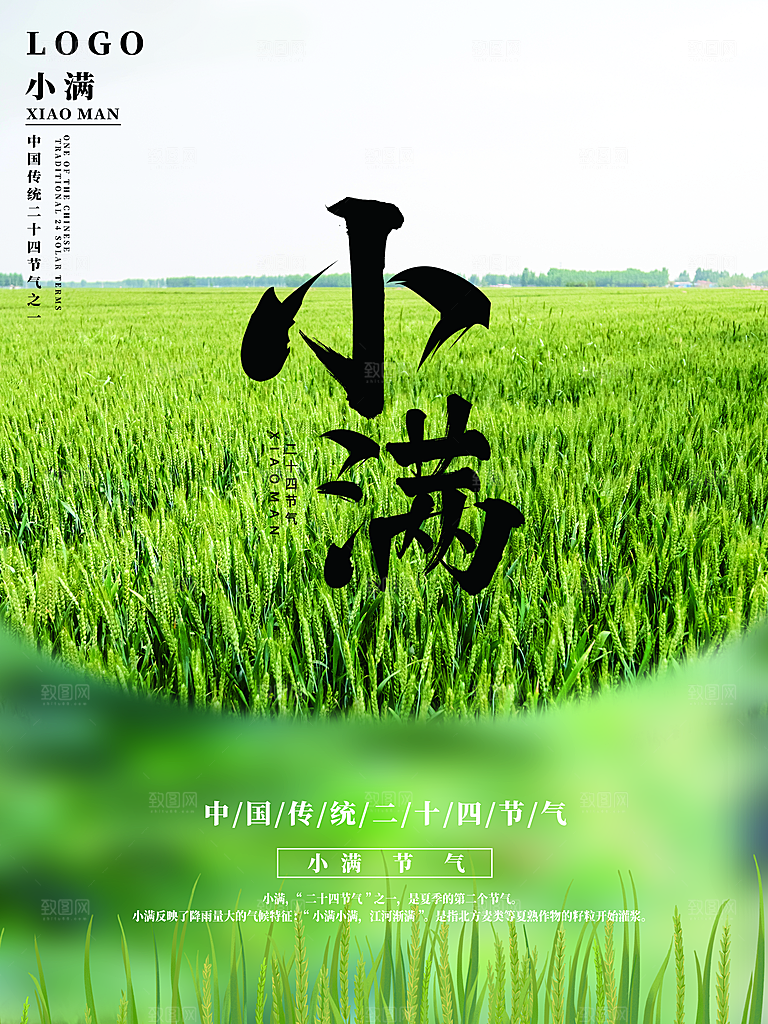传统节气小满宣传海报