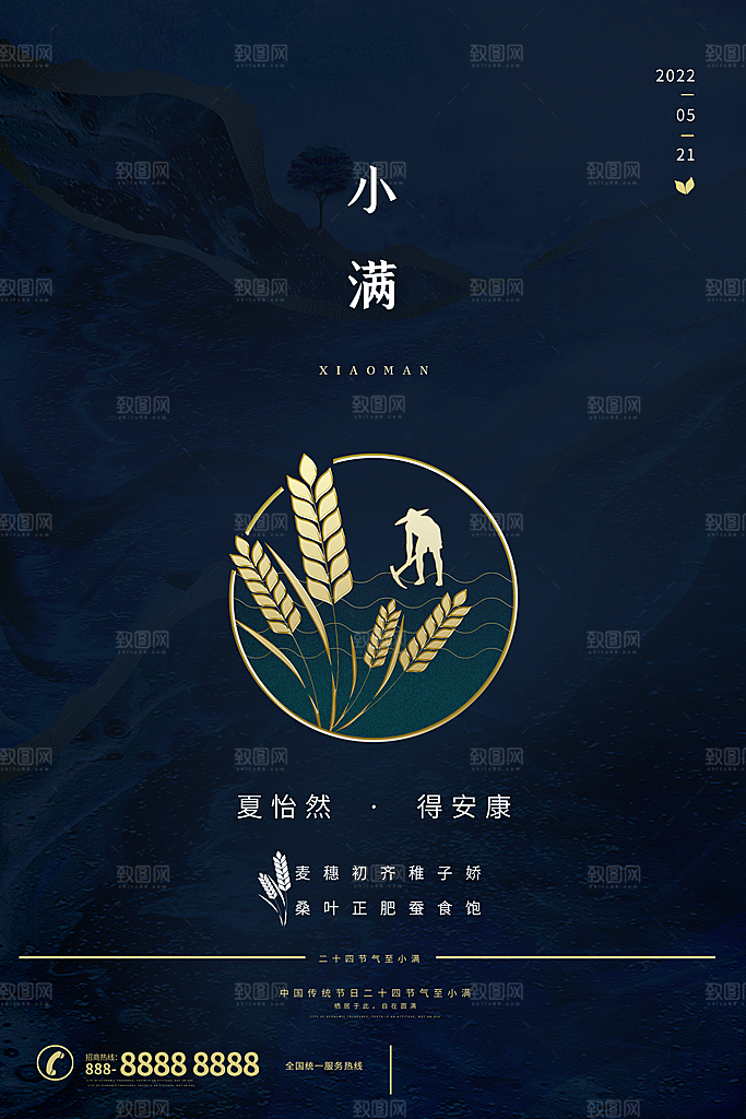 传统节气小满宣传海报