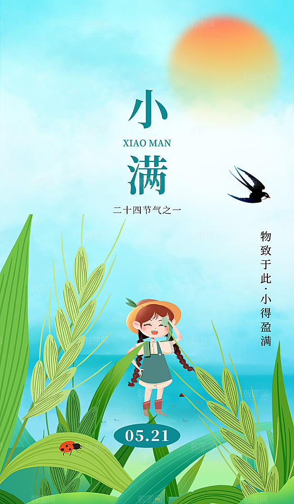 传统节气小满宣传海报
