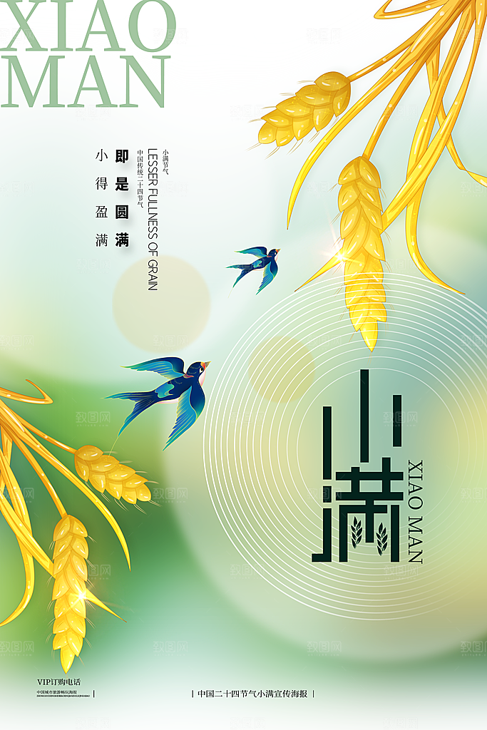 传统节气小满宣传海报