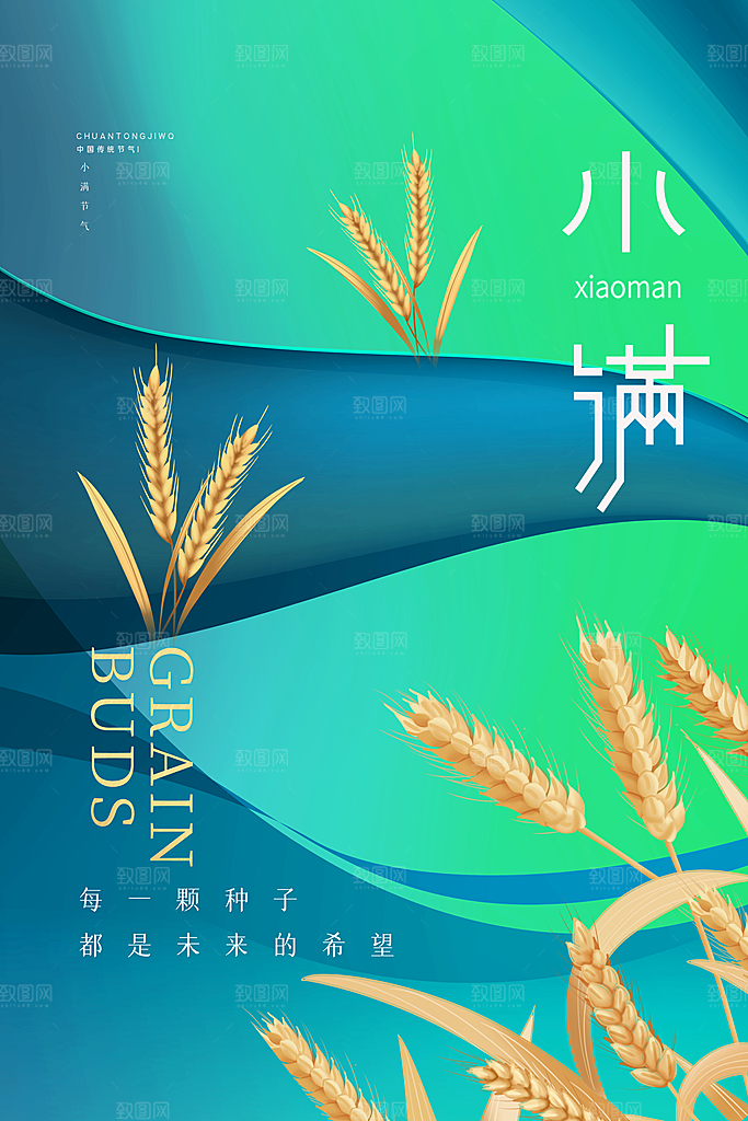 传统节气小满宣传海报