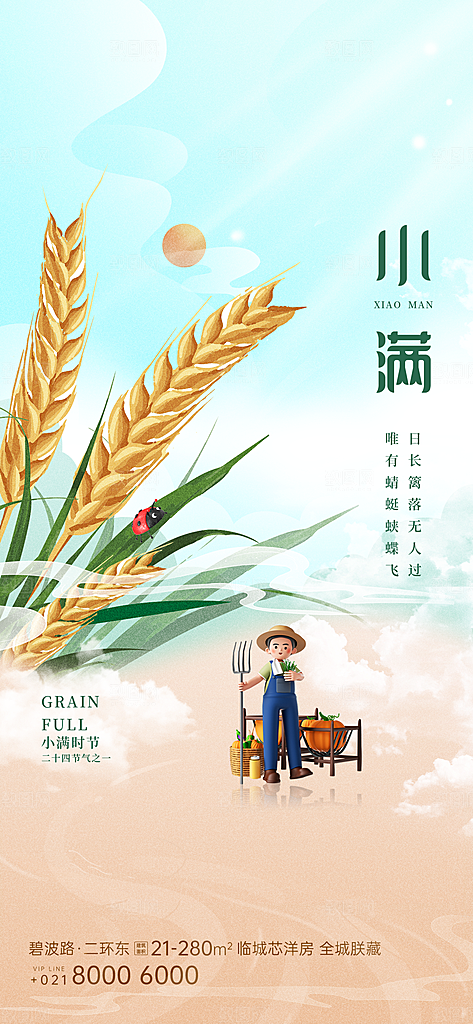 传统节气小满宣传海报