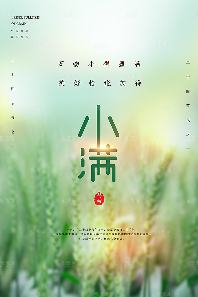 传统节气小满宣传海报