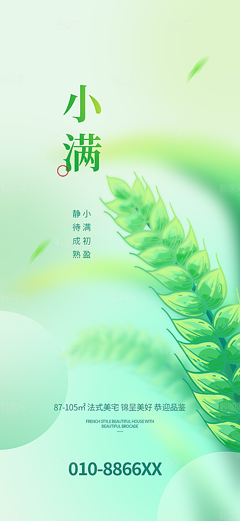 传统节气小满宣传海报
