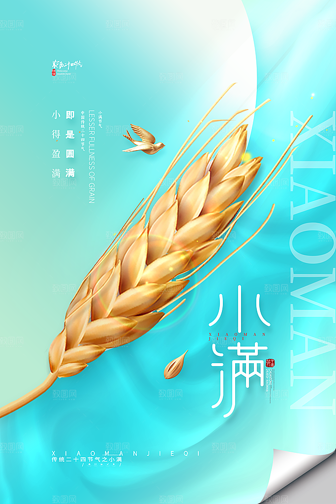 传统节气小满宣传海报