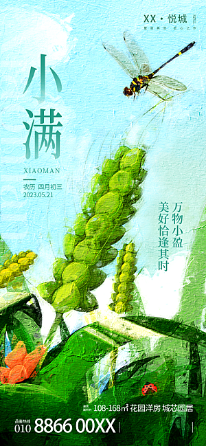 传统节气小满宣传海报