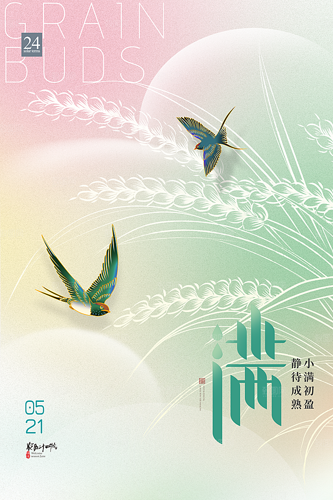 传统节气小满宣传海报