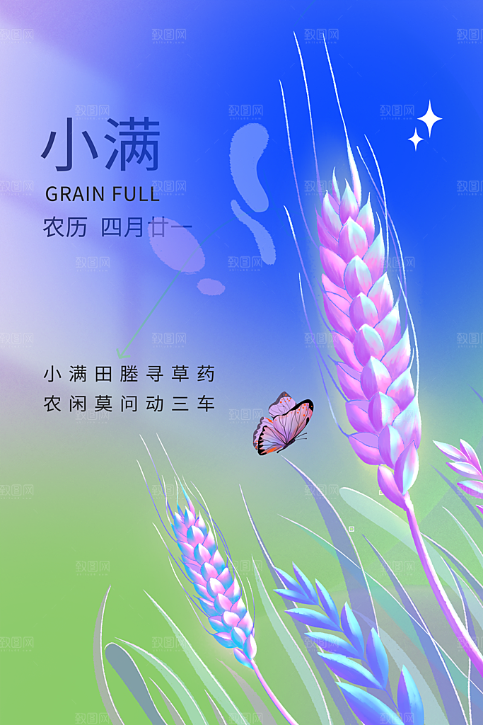 传统节气小满宣传海报