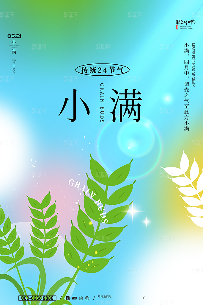 传统节气小满宣传海报