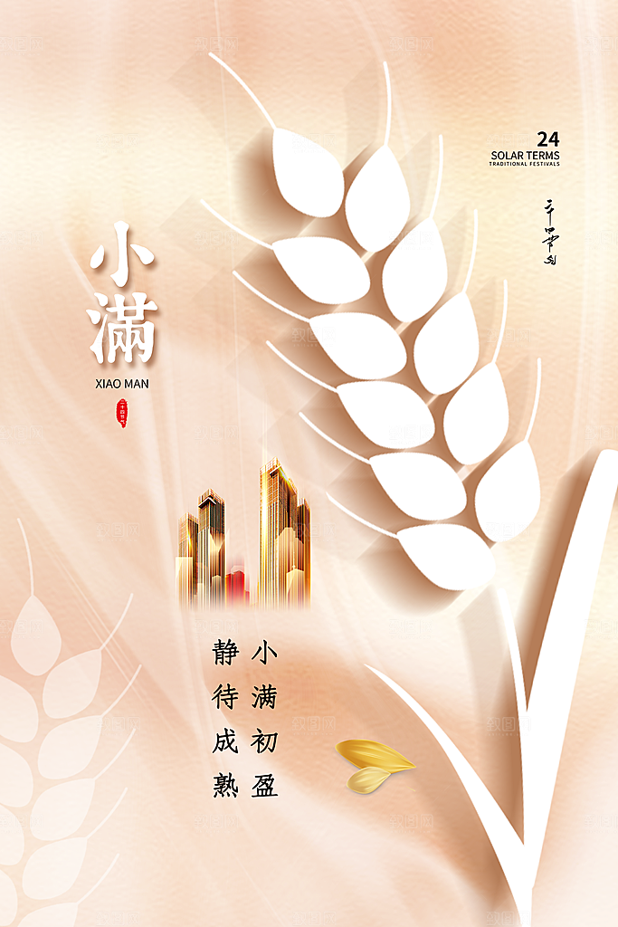 传统节气小满宣传海报