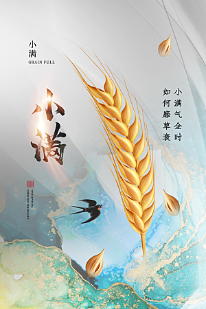 传统节气小满宣传海报