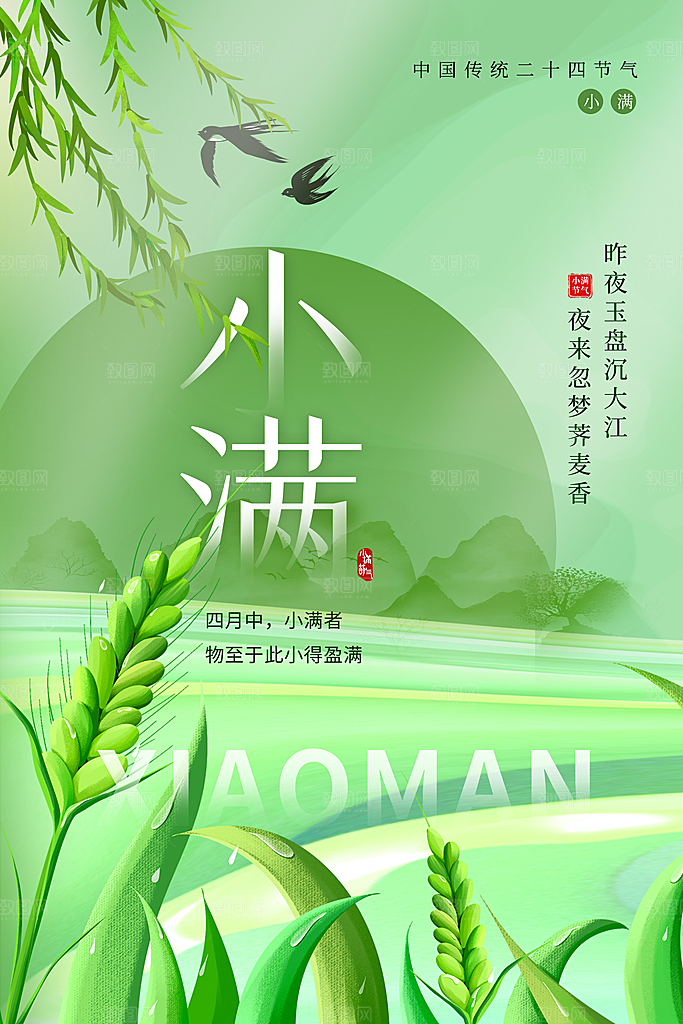 传统节气小满宣传海报