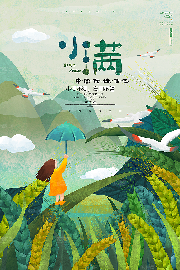 传统节气小满宣传海报