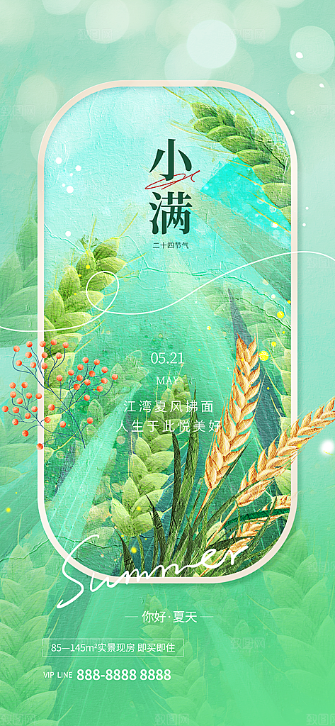 传统节气小满宣传海报