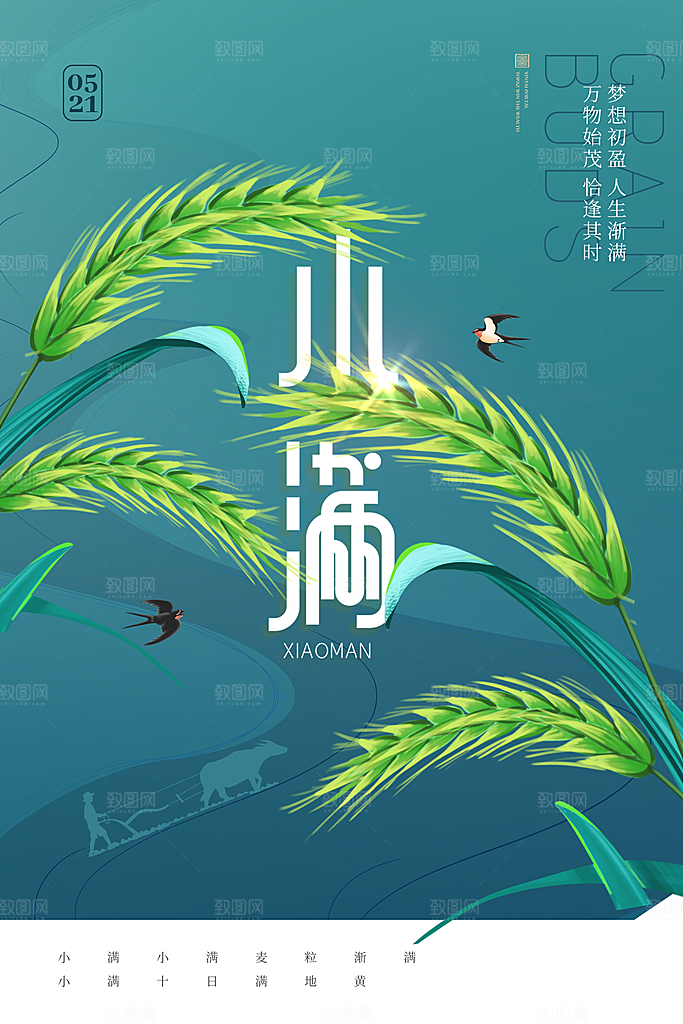 传统节气小满宣传海报