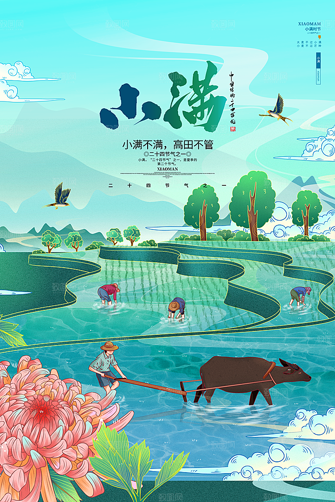 传统节气小满宣传海报