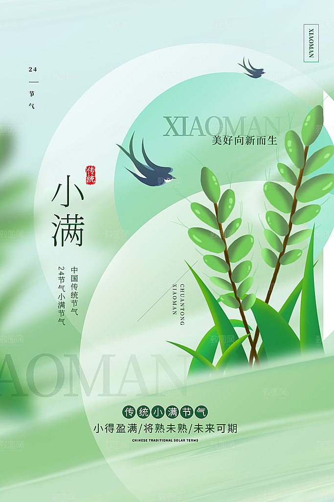 传统节气小满宣传海报