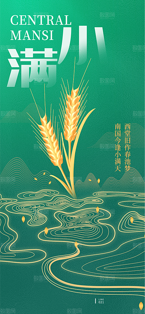 传统节气小满宣传海报