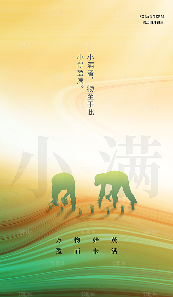 传统节气小满宣传海报