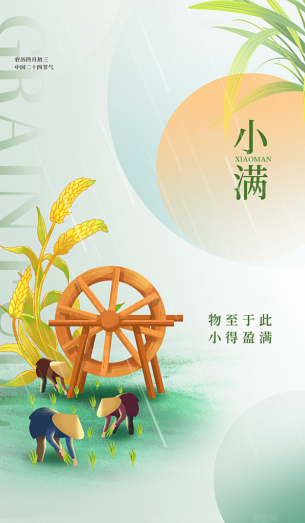 传统节气小满宣传海报