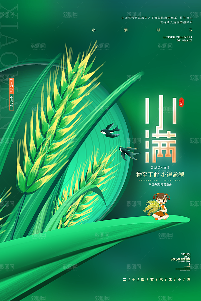传统节气小满宣传海报