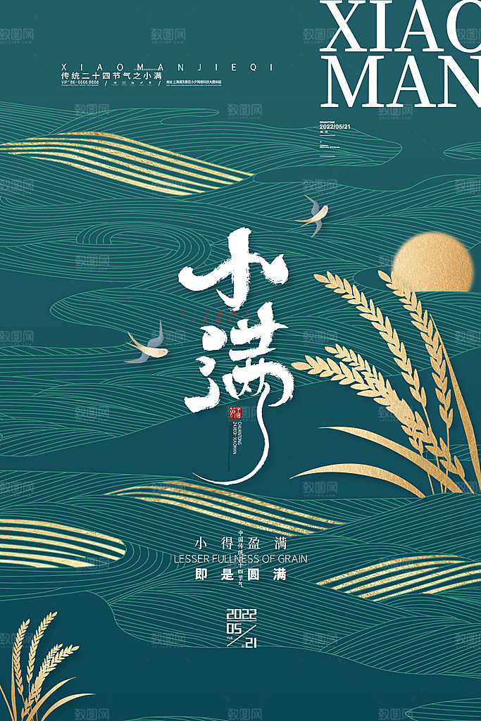 传统节气小满宣传海报