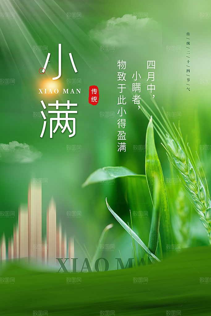 传统节气小满宣传海报