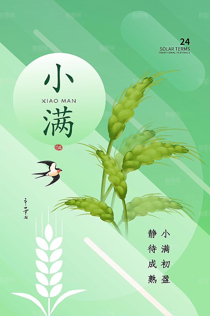 传统节气小满宣传海报
