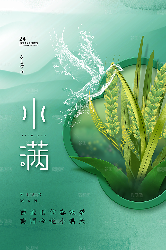传统节气小满宣传海报
