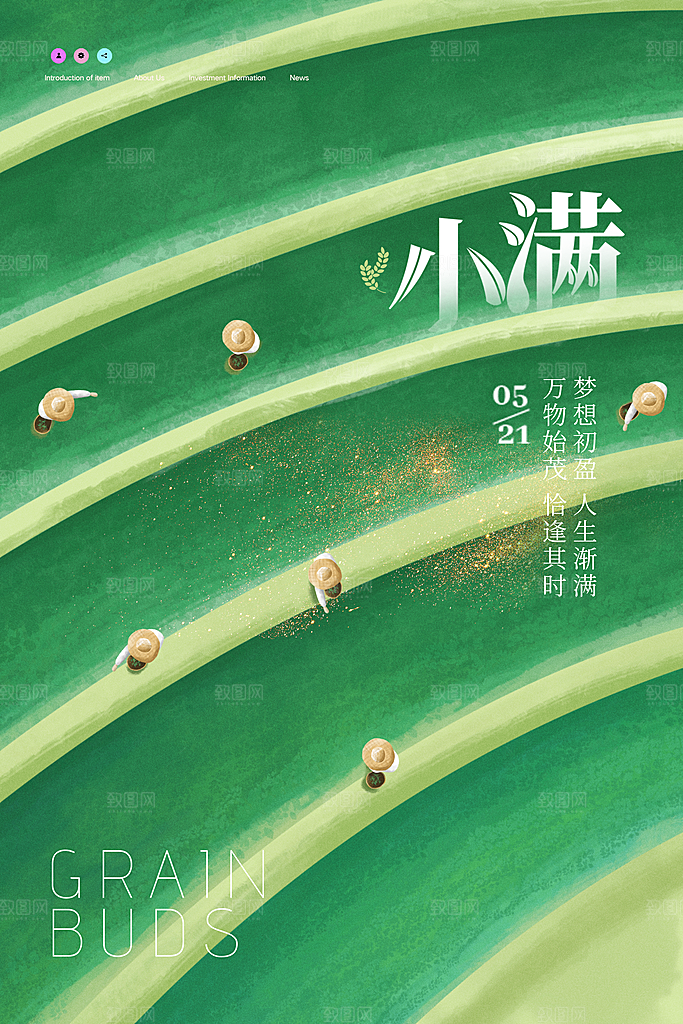 传统节气小满宣传海报