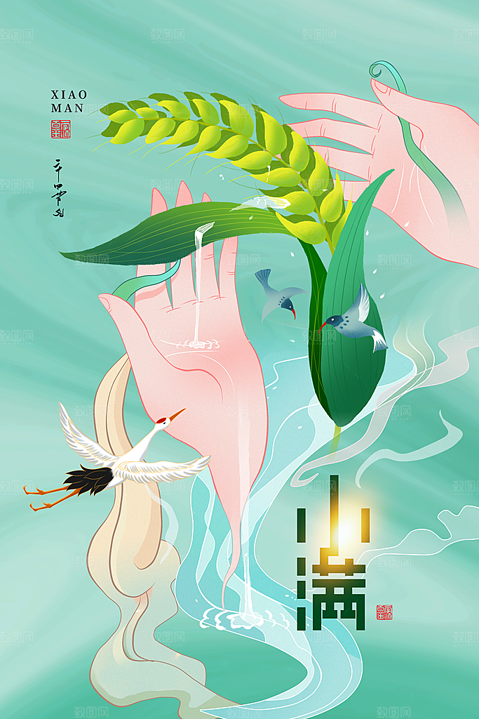 传统节气小满宣传海报