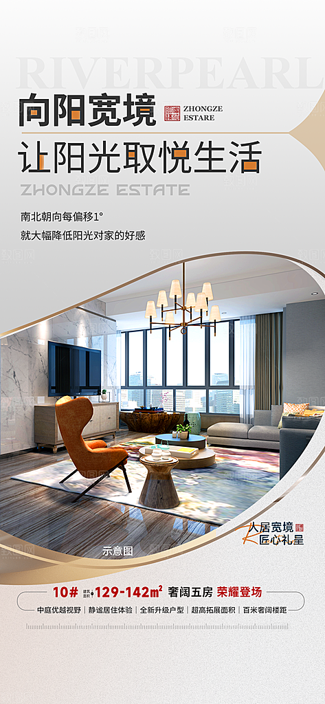 简约大气地产卖点手机海报