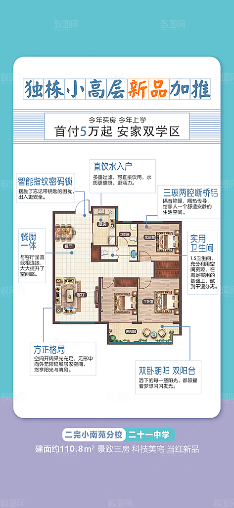 简约大气地产卖点手机海报