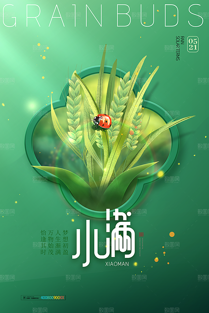 传统节气小满宣传海报