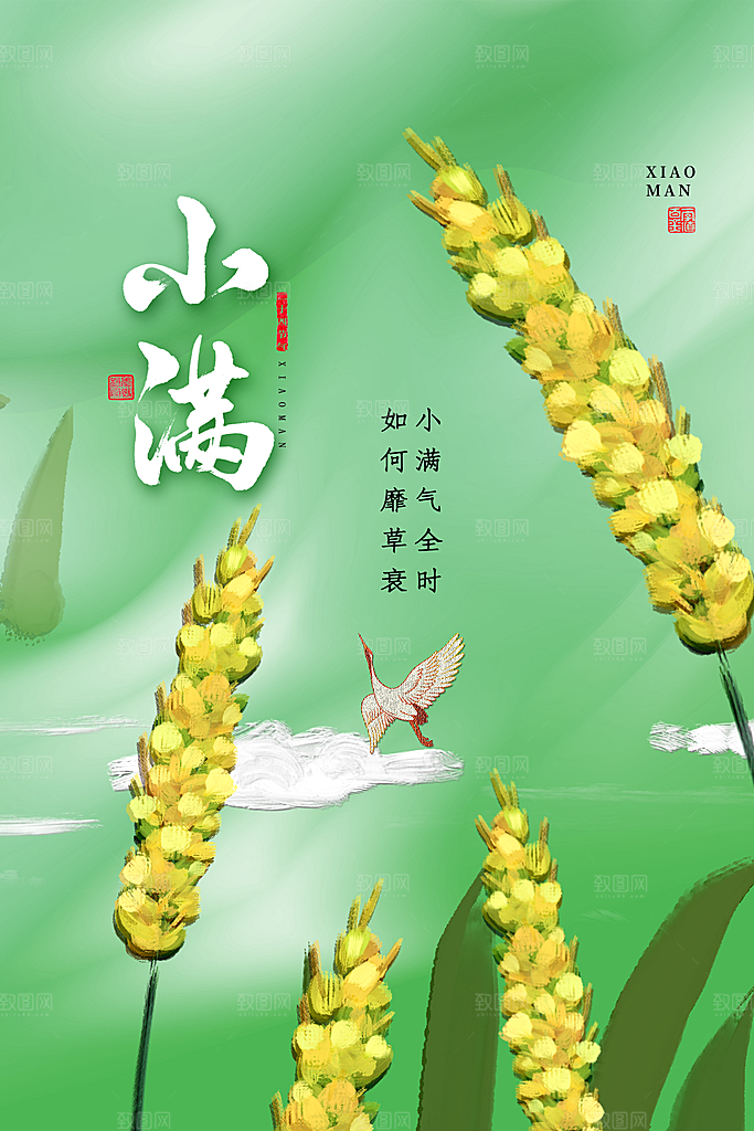 传统节气小满宣传海报