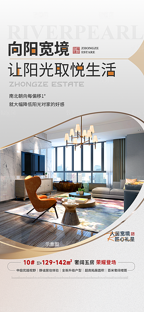 简约大气地产卖点手机海报